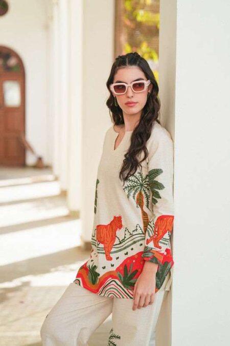 Women's Cotton Floral Printed Straight Short Kurti With Pant Set